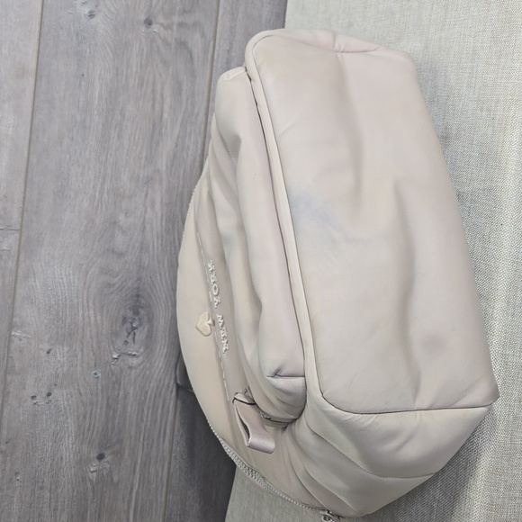 Kate Spade Ella Ksnyl Puffy  Warm Beige Padded Nylon Backpack - Picture 7 of 10